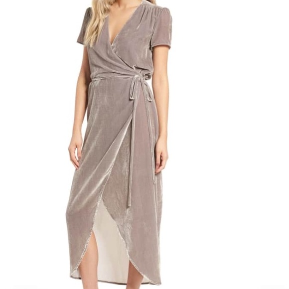 wayf velvet wrap dress